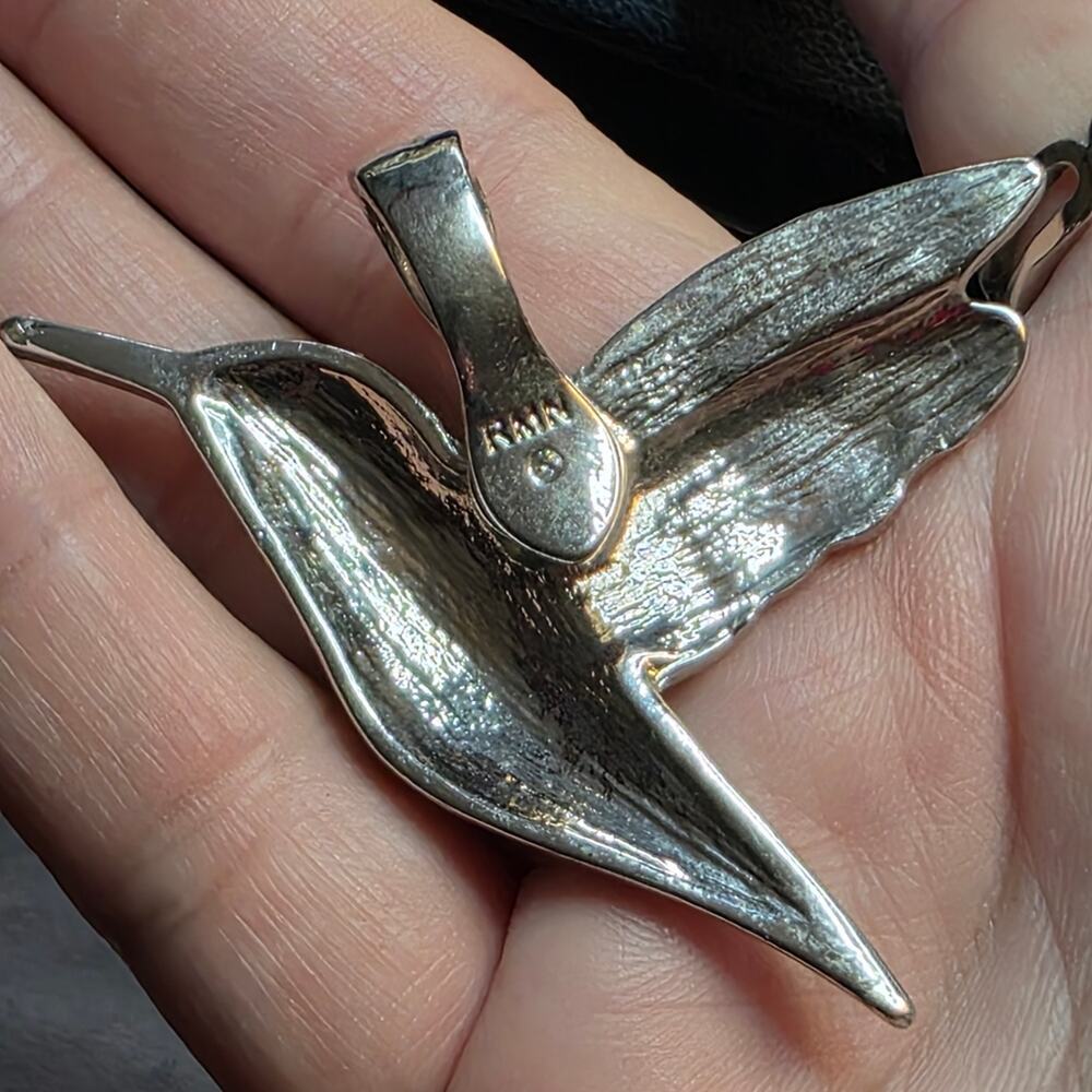 Vintage RMN Colorful Hummingbird Pendant Silver Magnetic Interchangeable 429 - Picture 7 of 10
